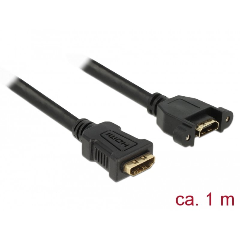 Delock Kabel HDMI-A Buchse HDMI-A Buchse zum Einbau 4K 30 Hz 1 m