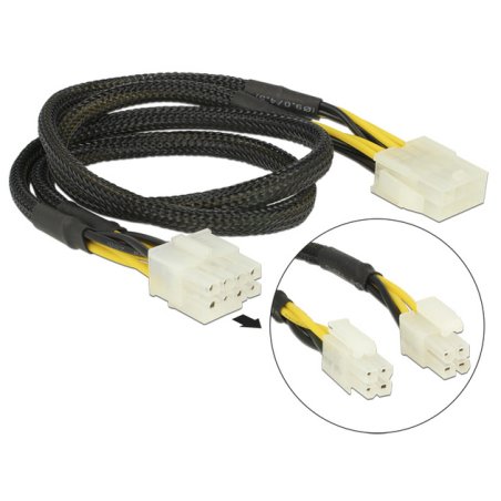 Delock Verlängerungskabel Stromversorgung 8 Pin EPS Stecker (2 x 4 Pin) 8 Pin EPS Buchse 44 cm