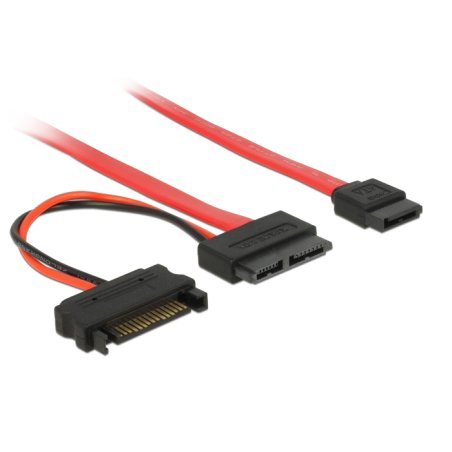 Delock Kabel Slim SATA Buchse SATA 7 Pin SATA 15 Pin 5 V 30 cm