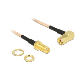 DeLOCK 0.16m, 2xRP-SMA coaxial cable RG-316 RP-SMA Black, Gold, Transparent