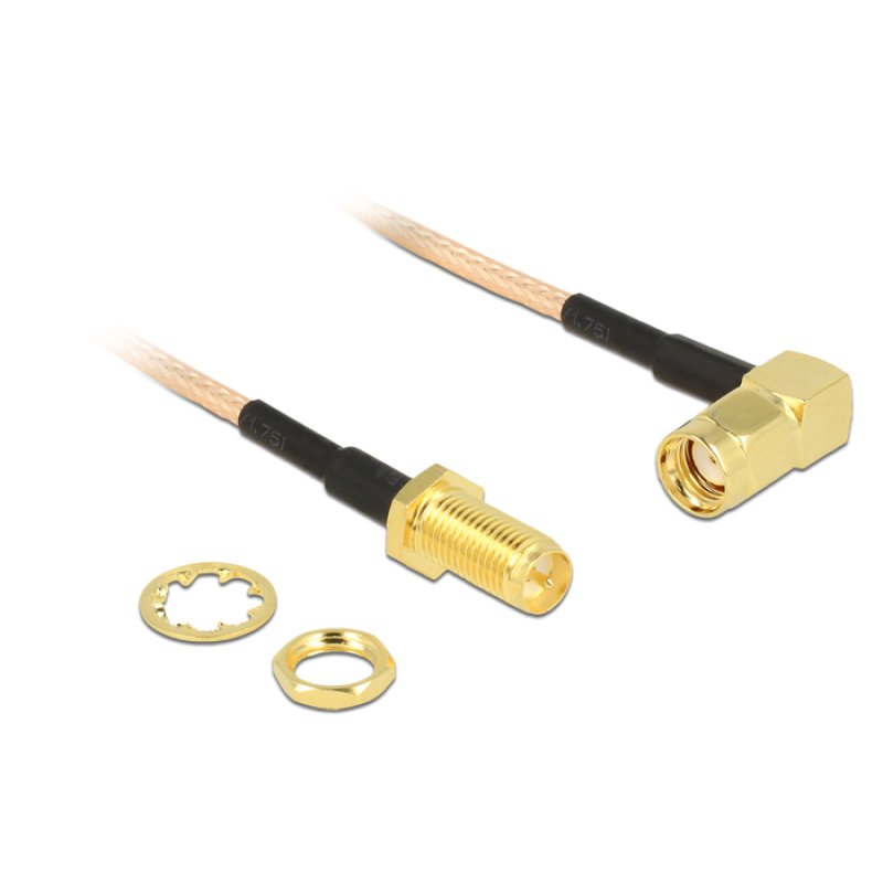 DeLOCK 0.16m, 2xRP-SMA câble coaxial RG-316 0,16 m RP-SMA Noir, Or, Transparent