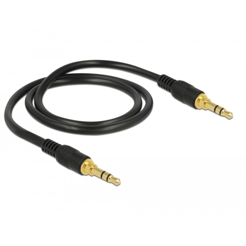 Delock Klinkenkabel 3,5 mm 3 Pin Stecker Stecker 0,5 m schwarz