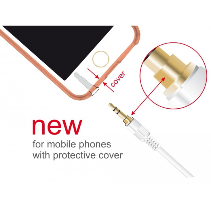 Delock Klinkenverlängerungskabel 3,5 mm 3 Pin Stecker zu Buchse 5 m weiß