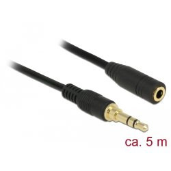 Delock Klinkenverlängerungskabel 3,5 mm 3 Pin Stecker zu Buchse 5 m schwarz