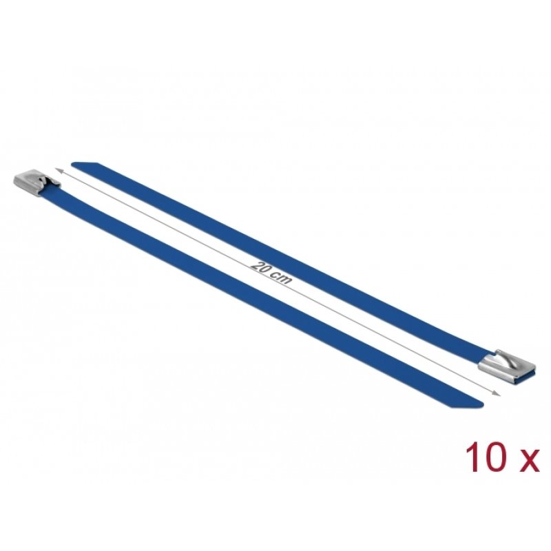 Delock Edelstahlkabelbinder L 200 x B 7,9 mm blau 10 Stück