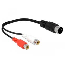 Delock DIN Kabel Diodenstecker 5 Pin zu 2 x Cinch Buchse 20 cm