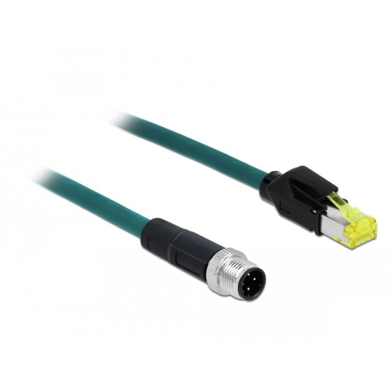 Delock Netzwerkkabel M12 4 Pin D-kodiert zu RJ45 Hirose Stecker TPU 2 m