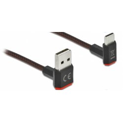 DeLOCK Câble EASY-USB 2.0 Type-A mâle à USB Type-C mâle coudé vers le haut / bas 2 m noir