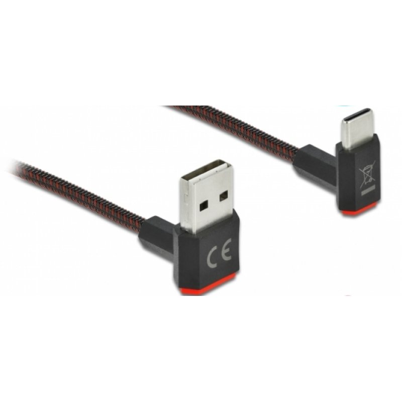 DeLOCK EASY-USB 2.0 Cable Type-A male to USB Type-C™ male angled up / down 2 m black