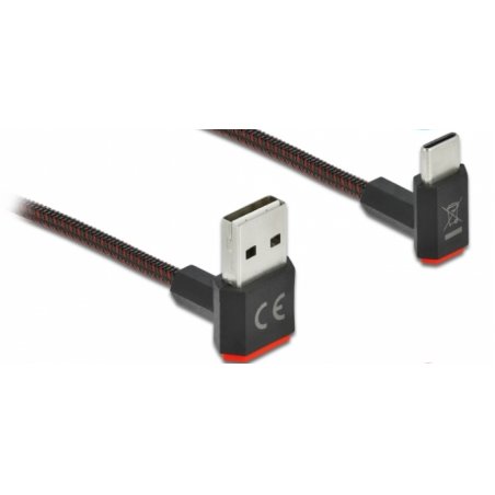 DeLOCK Câble EASY-USB 2.0 Type-A mâle à USB Type-C mâle coudé vers le haut / bas 2 m noir