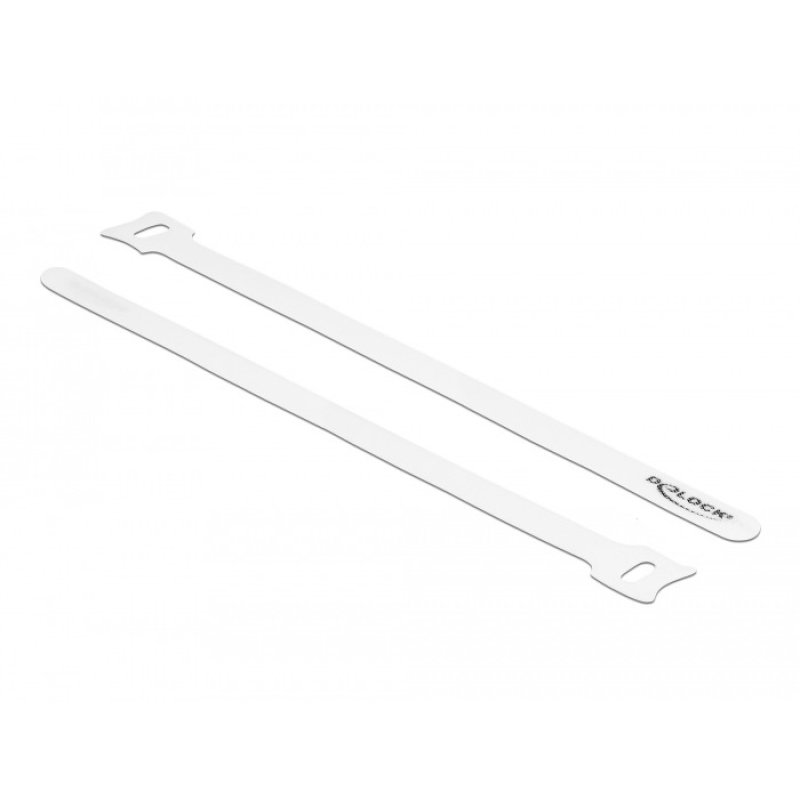 DeLOCK Serre-câbles à scratch L 250 x l 12 mm, blanc, 10 pièces