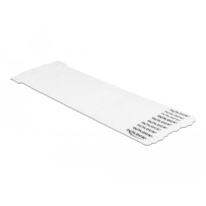 DeLOCK Hook-and-loop cable tie L 250 x W 12 mm white 10 pieces