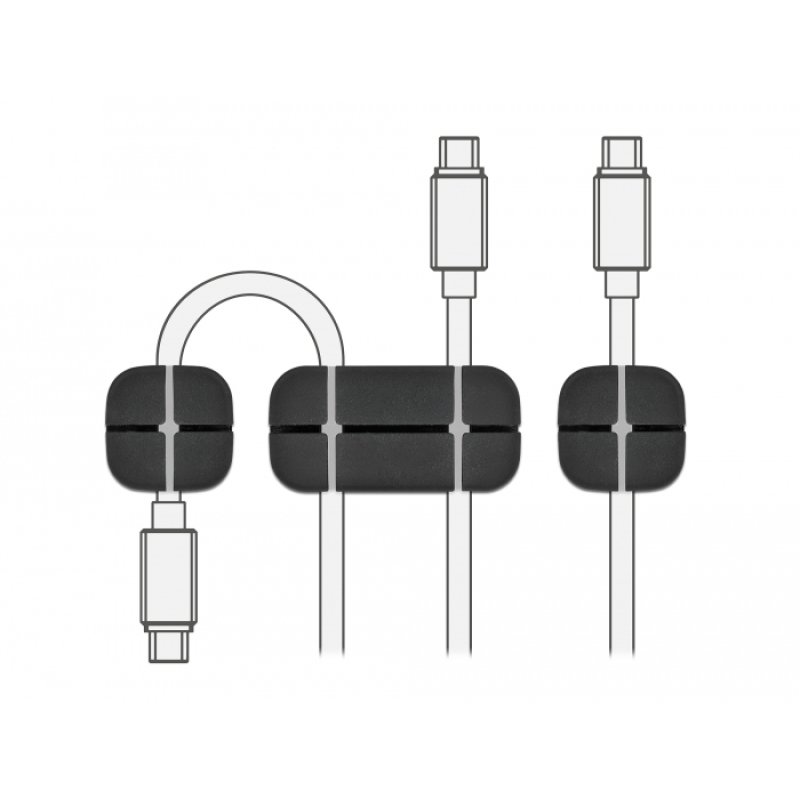 Delock Kabelhalter Kombi Set 3 Stück schwarz