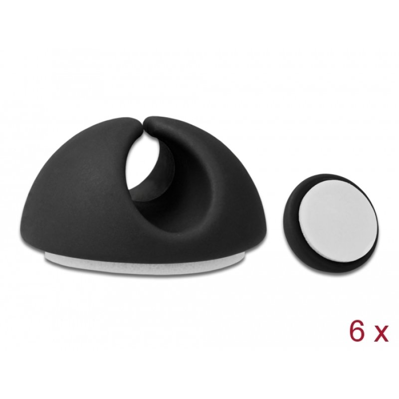 DeLOCK Soutien de câble, jeu de 6 unités noir