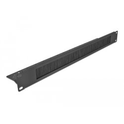 DeLOCK Panneau de gestion de câble 19″ à brosse, avec fixation de câble, 1 unité, noire