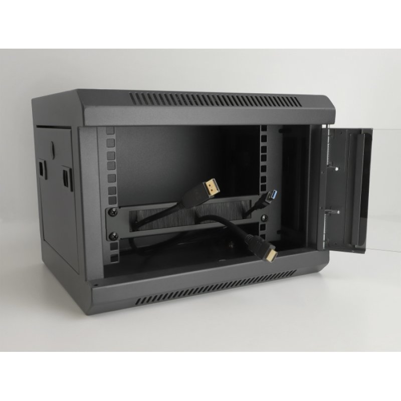 DeLOCK 19″ Cable Management Brush Strip with cable fixing 1U black