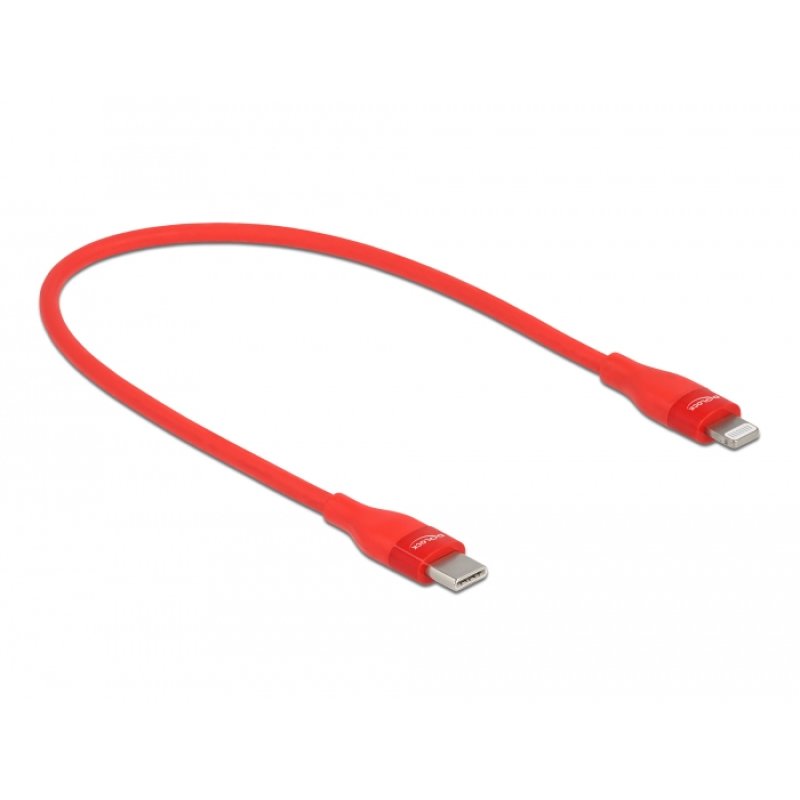 Delock Daten- und Ladekabel USB Type-C™ zu Lightning™ für iPhone™, iPad™ und iPod™ rot 0,5 m MFi