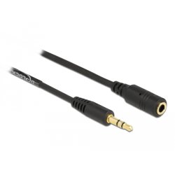 DeLOCK Rallonge de câble en boudin, jack mâle stéréo 3,5 mm, 3 broches, à jack femelle stéréo, 1,5 m, noir