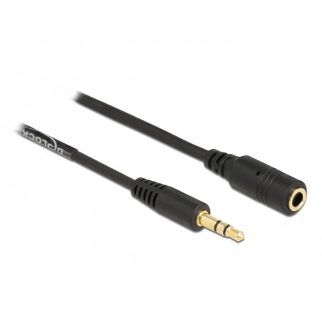 DeLOCK Rallonge de câble en boudin, jack mâle stéréo 3,5 mm, 3 broches, à jack femelle stéréo, 1,5 m, noir
