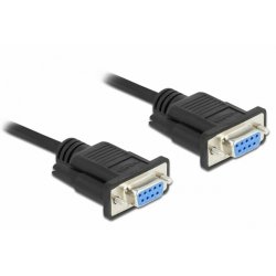 Delock RS-232 Kabel Seriell D-Sub 9 Buchse zu Buchse Nullmodem mit schmalem Steckergehäuse - Full Handshaking - 2 m