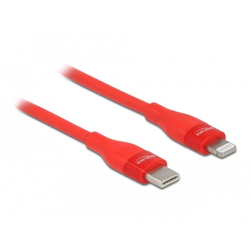 DeLOCK Câble de données et de chargement USB Type-C vers Lightning pour iPhone, iPad et iPod, rouge 2 m MFi