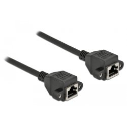 Delock Netzwerk Verlängerungskabel S/FTP RJ45 Buchse zu RJ45 Buchse Cat.6A 1 m schwarz