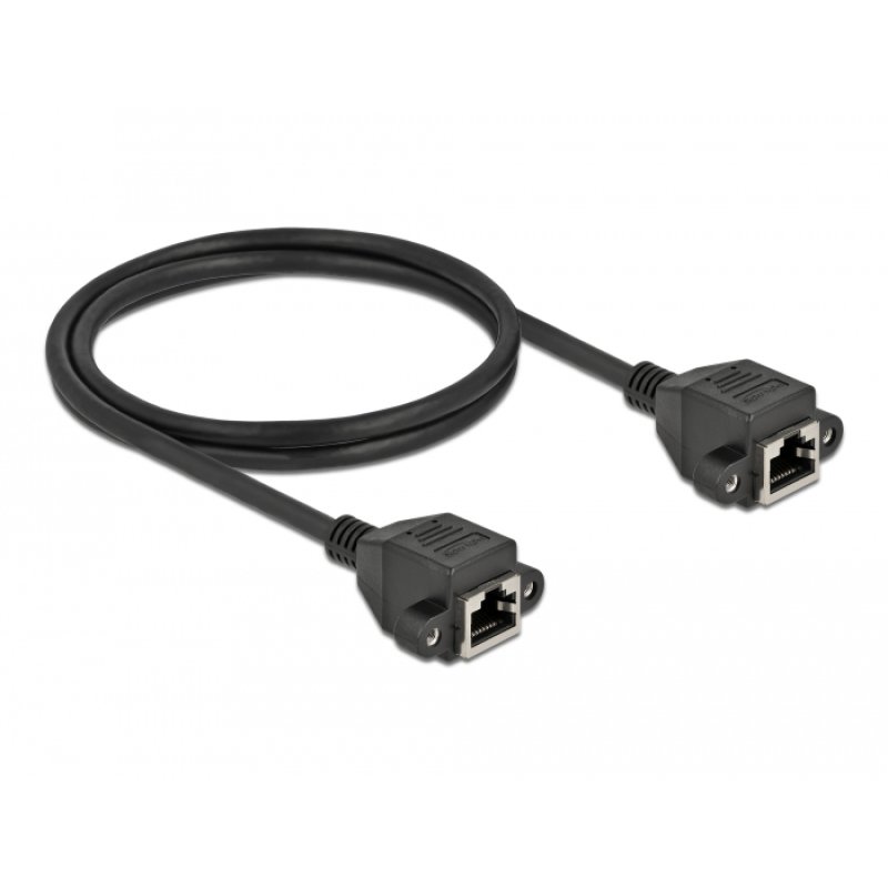 DeLOCK Network Extension Cable S/FTP RJ45 jack to RJ45 jack Cat.6A 1 m black