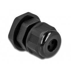 DeLOCK Cable Gland PG9 for round cable with three cable entries black 2 pieces