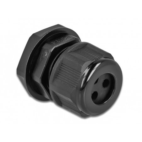 DeLOCK Cable Gland PG13.5 for round cable with three cable entries black 2 pieces