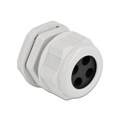 DeLOCK Cable Gland PG29 for round cable with four cable entries grey 2 pieces