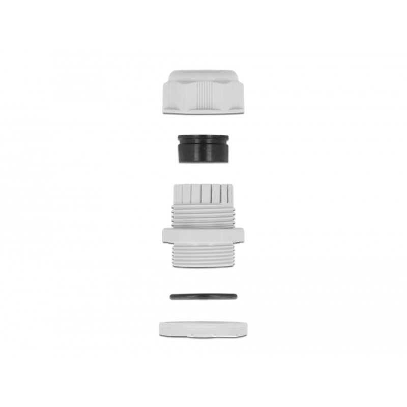 DeLOCK Cable Gland PG29 for round cable with four cable entries grey 2 pieces