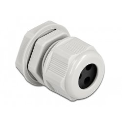 DeLOCK Cable Gland PG13.5 for round cable with three cable entries grey 2 pieces