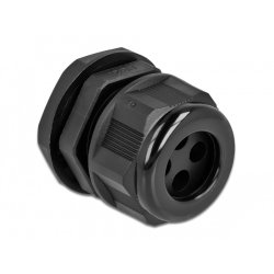DeLOCK Cable Gland PG21 for round cable with four cable entries black 2 pieces