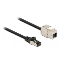DeLOCK Câble RJ45 mâle à Module Keystone RJ45 femelle, Cat.6A, 2 m, noir