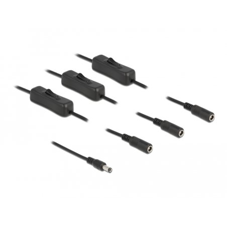 Delock Kabel DC 5,5 x 2,1 mm Stecker zu 3 x DC Buchse mit Schalter 1 m