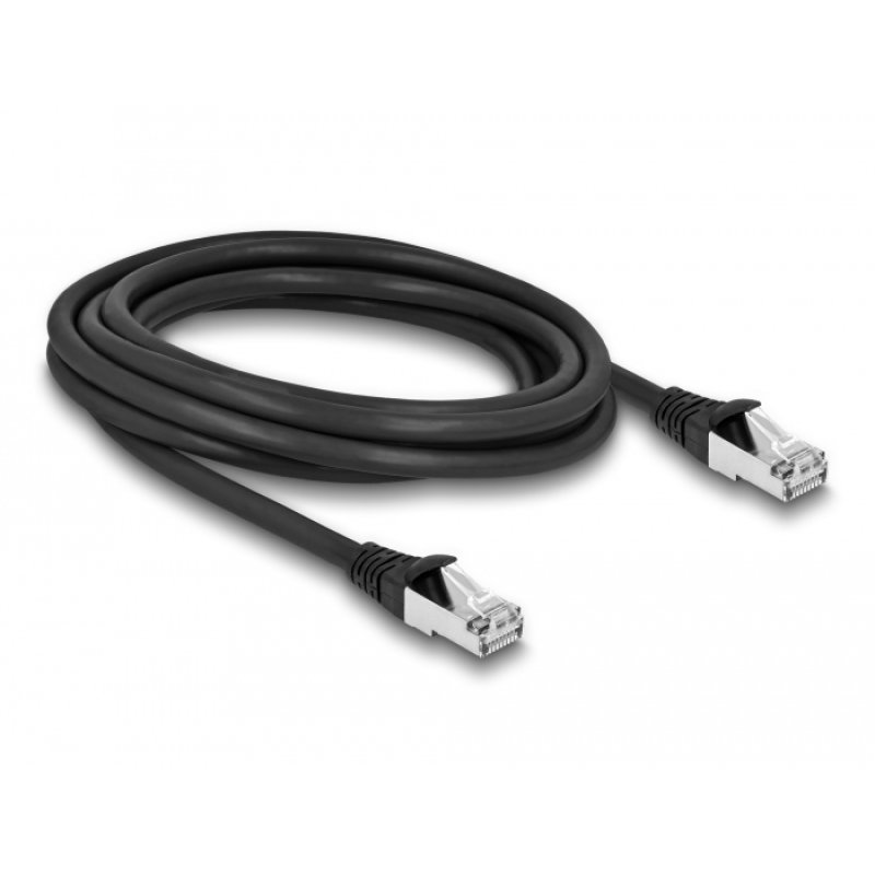 DeLOCK Câble de réseau RJ45 Cat.6A S/FTP PUR, extérieur, 3 m, noir