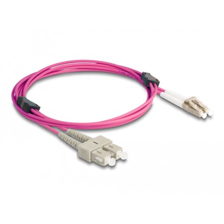 DeLOCK Fiber Optical Cable with metal armouring LC Duplex to SC Duplex Multi-mode OM4 2 m