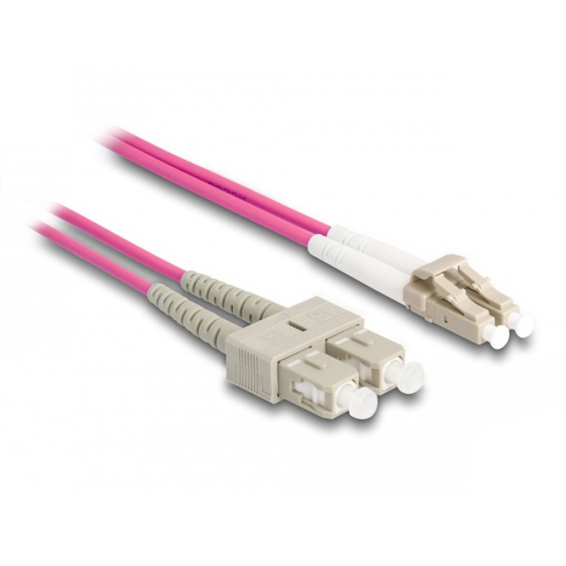 DeLOCK Câble de fibre optique avec blindage métallique LC Duplex à SC Duplex Multimode OM4, 2 m