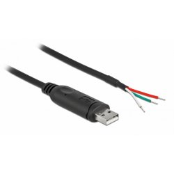 Delock Adapterkabel USB 2.0 Typ-A zu seriell RS-232 mit 3 offenen Kabelenden 1 m