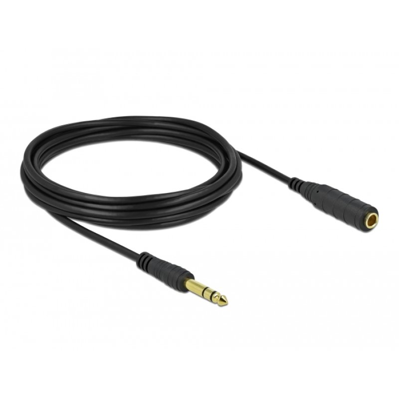 DeLOCK Stereo Jack Extension Cable 6.35 mm 3 pin male to female 5 m black
