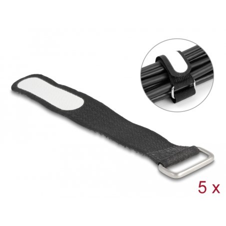 DeLOCK Serre-câbles avec boucle et étiquette L 127 x l 20 mm, noir, 5unités