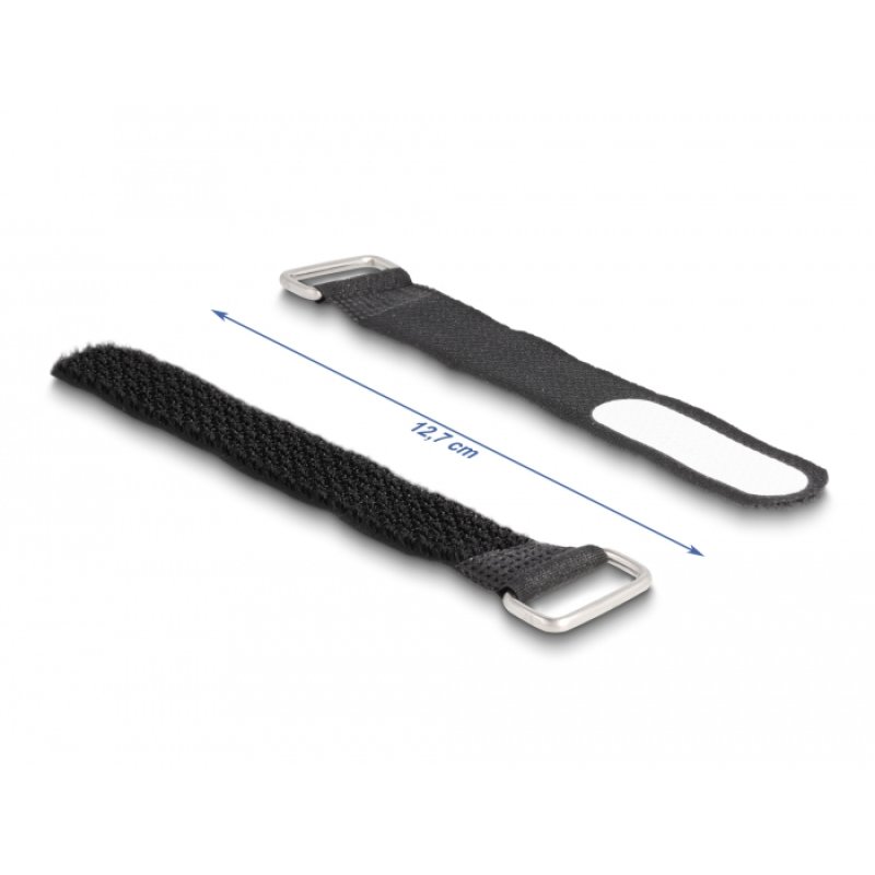 Delock Klettkabelbinder mit Schlaufe und Beschriftungsfeld L 127 x B 20 mm schwarz 5 Stück