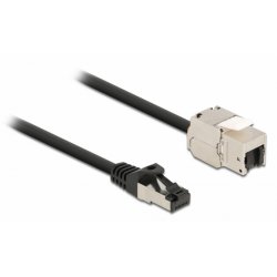 Delock Kabel RJ45 Stecker zu Keystone Modul RJ45 Buchse Cat.6A 25 cm schwarz