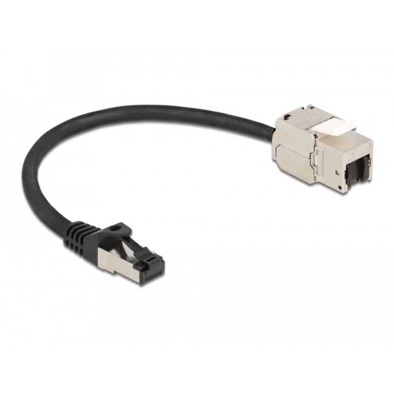 Delock Kabel RJ45 Stecker zu Keystone Modul RJ45 Buchse Cat.6A 25 cm schwarz
