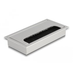 Delock Kabeldurchführung für Tischeinbau mit Bürste 160 x 80 x 28 mm silber