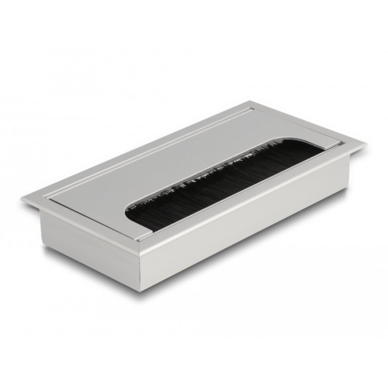 DeLOCK Passe-fil monté sur table avec brosse 160 x 80 x 28 mm, argent