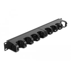 DeLOCK Panneau de gestion de câble 19″ avec 10 passages de câble fermés, 1 unité, noir