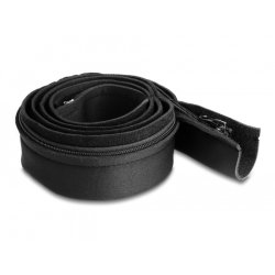 DeLOCK Manchon de câble flexible en néoprène avec fermeture Eclair, 1,5 m x 100 mm, noir