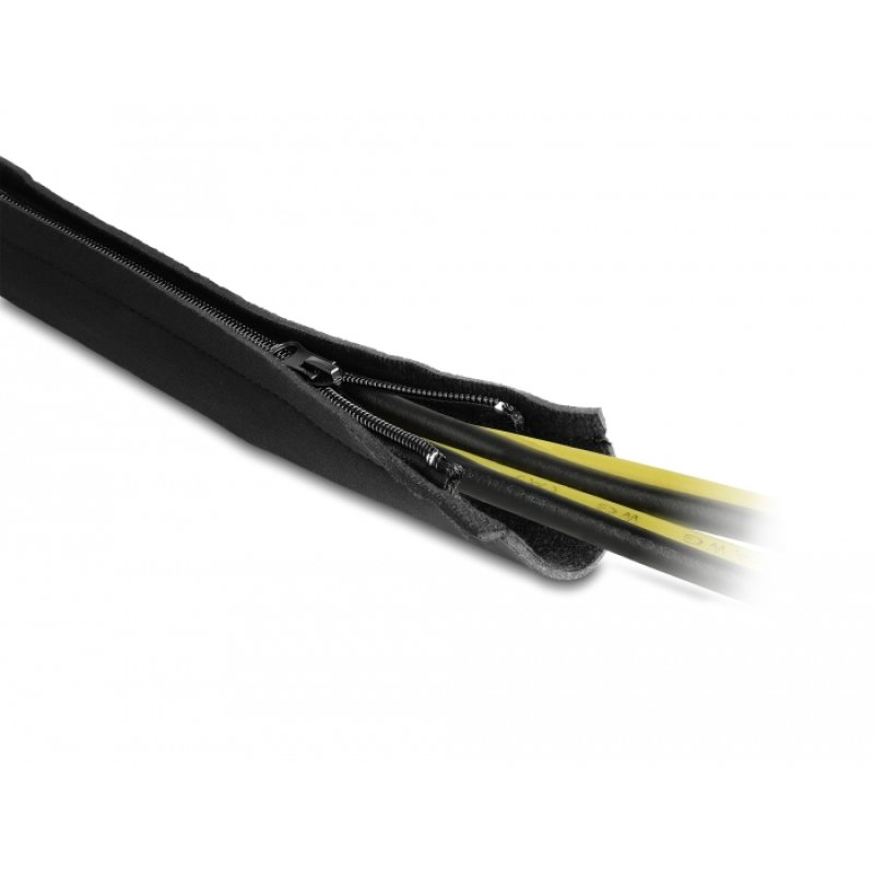 DeLOCK Manchon de câble flexible en néoprène avec fermeture Eclair, 1,5 m x 100 mm, noir