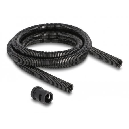 DeLOCK Cable protection sleeve 2 m x 18.5 mm with 2 x PG13.5 conduit fitting set black